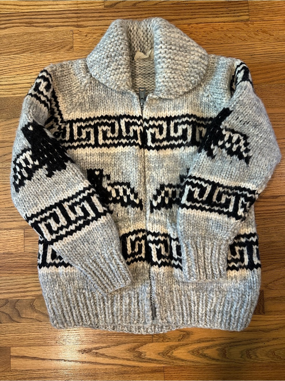 Vintage Cowichan Zip Cardigan Sweater